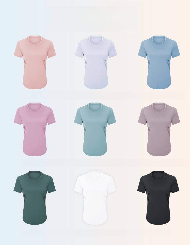 Tricou nou pentru alergare de vară pentru femei, top simplu și largi pentru yoga cu mâneci scurte, îmbrăcăminte sport ușoară și respirabilă pentru alergare și fitness_voghion.com