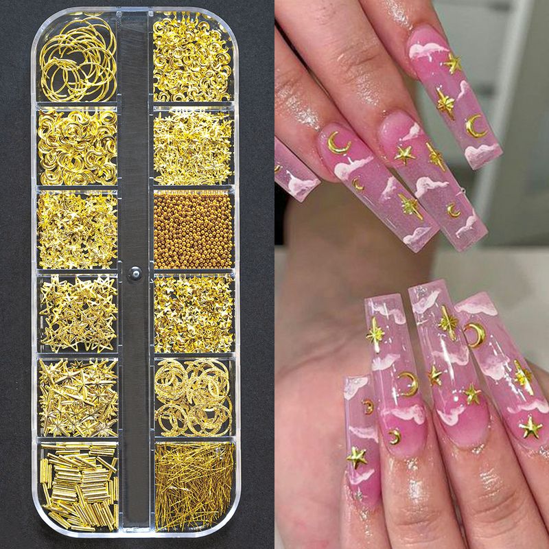 Schönheit Gesundheit Heißer Verkauf 12 Grid Mixed Gold Und Silber Halbkreisförmige Perle Nagel Schmuck Sterne Mond Metall Nagel Dekoration Zubehör_voghion.com