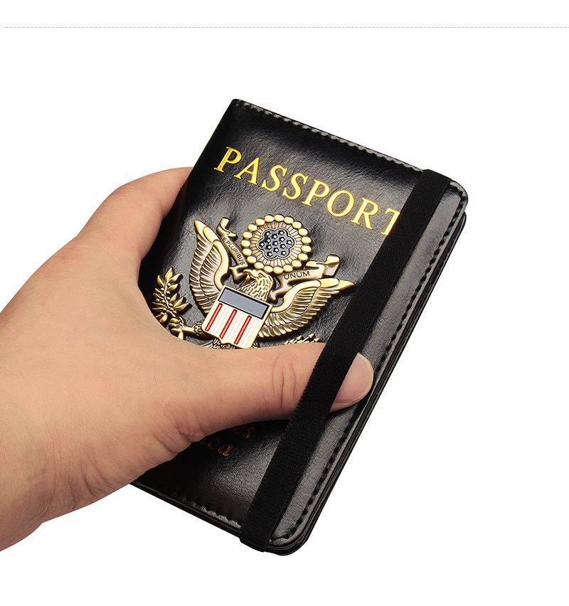 Anti-Magnetic Passport Clip Passport Book American Metal Badge Card Pack Multi-card Position Elastic Band Passport Cover_voghion.com