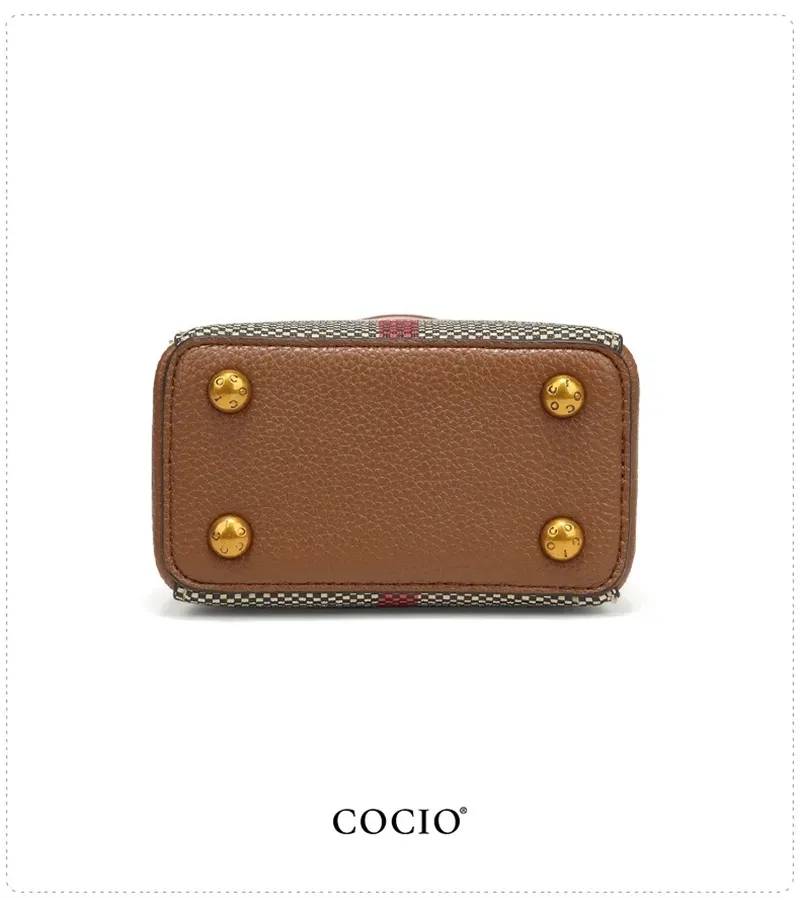 COCIO Designer New Plaid Cellphone Simple And Versatile Handbag High Quality Canvas Shoulder Bag_voghion.com