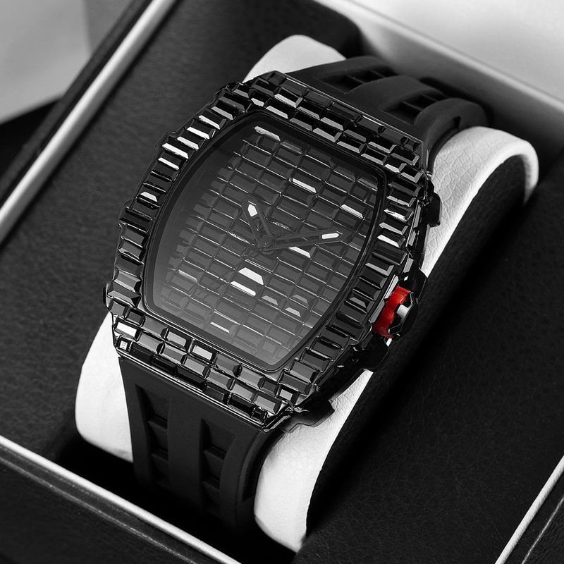 MISSFOX Watch, Popular Wine Barrel Type T Square Diamond In Europe And America, Personalized Fashion Hip-hop Silicone Strap Watch_voghion.com