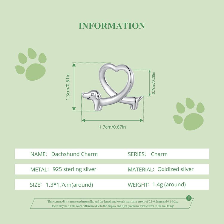 Dachshund Charm Sterling Silver Charm,SCC2953_voghion.com