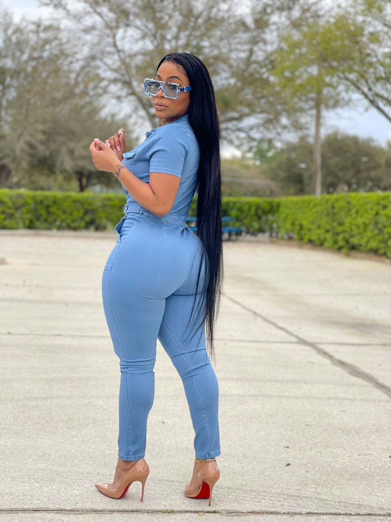 Women's fashion denim slim-fit jumpsuit_voghion.com