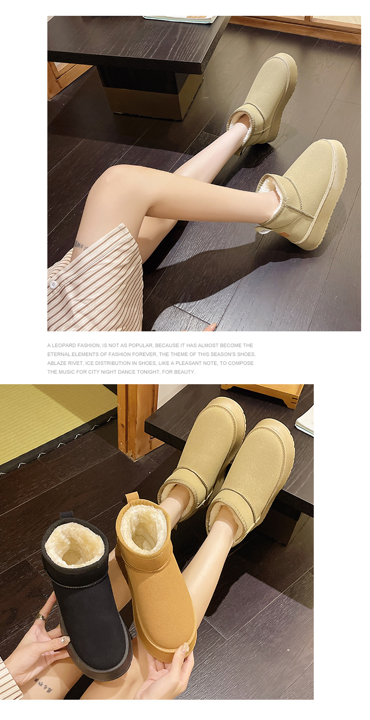 Thick-soled increase waterproof large-size snow boots for women in winter with fleece thickening non-slip_voghion.com