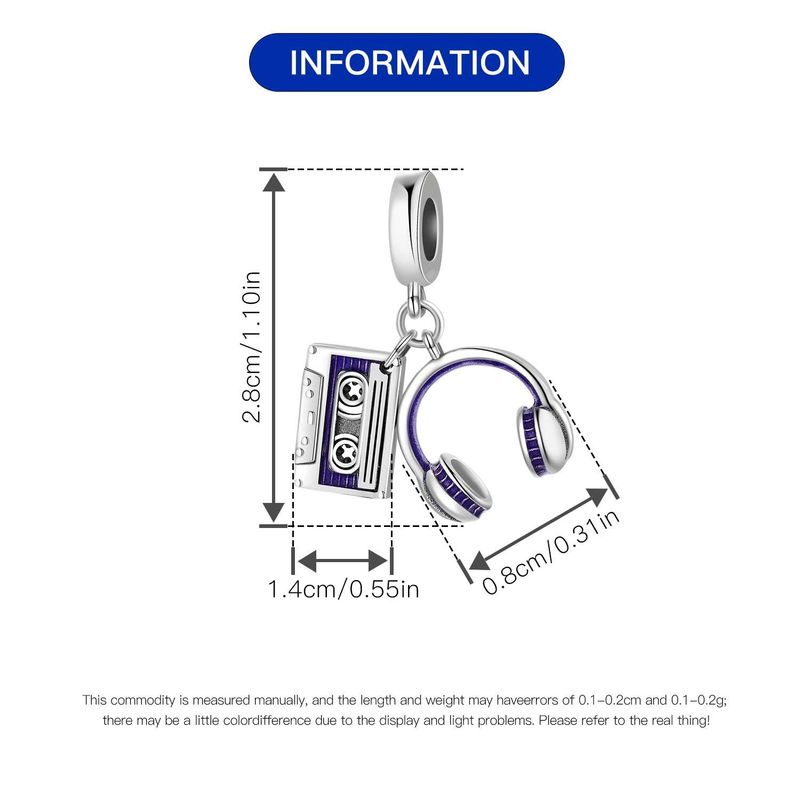 Kadın Takı Bluetooth Kulaklık Kahve Bira Gitar Charm Kolye Boncuk DIY Takı Bilezik Aksesuarları Bakır Kaplama Gümüş_voghion.com