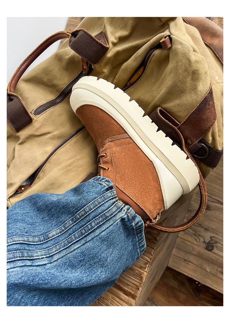 Unisex Winter Snow Boots With Thick Fur Lining & Platform Sole – Genuine Suede Leather Martin Boots For Men And Women_voghion.com