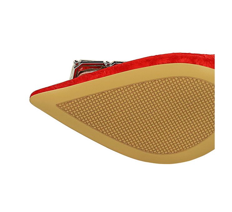 Women's shoes high heel hand scratch wrinkle cloth shallow mouth pointed side hollow rhinestone buckle single shoes_voghion.com