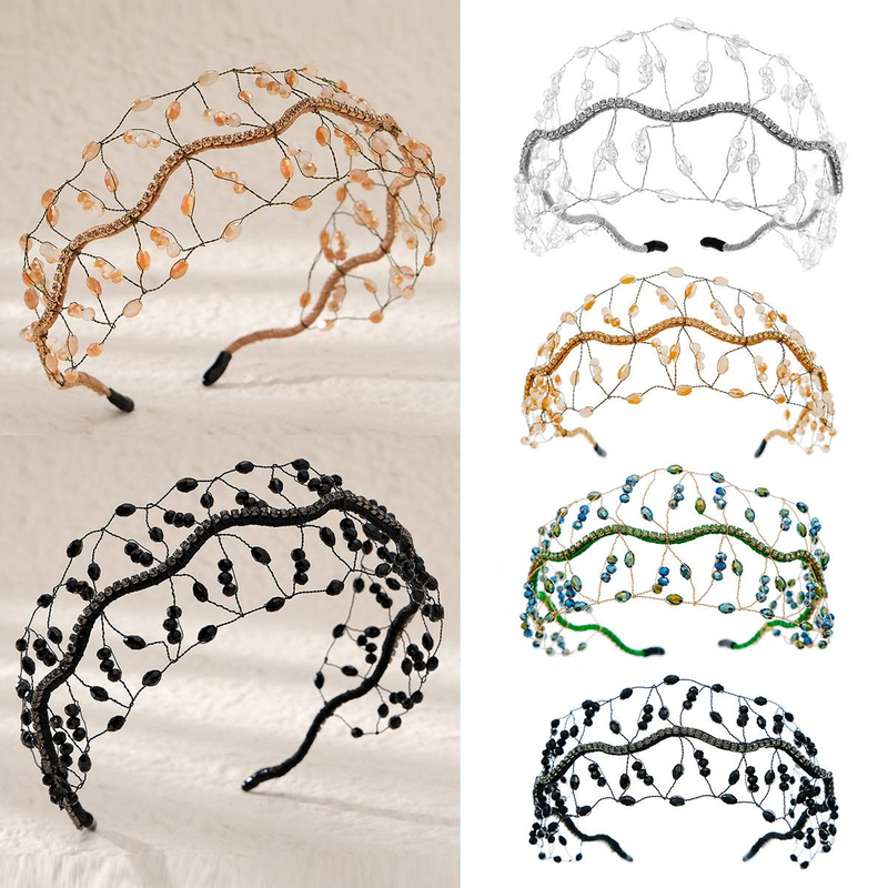 Nouveau bandeau en cristal de mariée boule de mariage fête presse bandeau luxueux bandeau tissé à la main_voghion.com