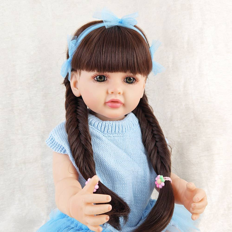 55cm Simulation Puppe Baby Ganzkörper weiche Gummi Mädchen Spielzeug langhaarige Prinzessin Geschenk Reborn Puppe Puppe_voghion.com