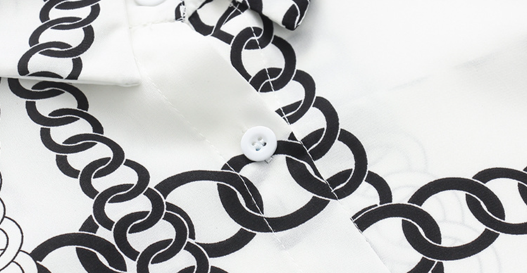 Women's Clothing Commuter Chiffon Shirt Spring New Style Elegant Silky Chain Printed Long Sleeved Top_voghion.com