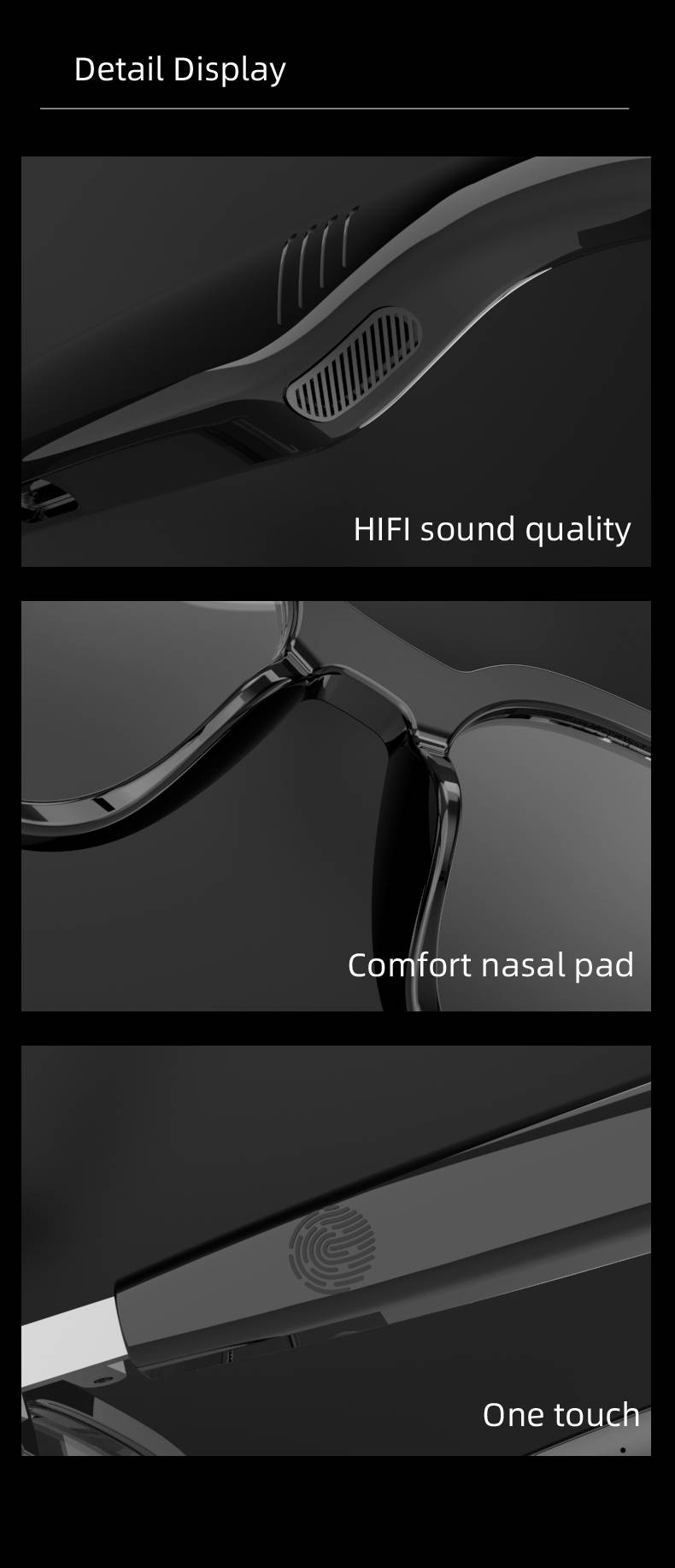 Smart Glasses Open Ear Bluetooth Zonnebril voor Mannen Vrouwen Bluetooth 5.4 Smart Glasses Touch Control Muziek Bellen Met Vervangbare UV-gefilterde Lenzen_voghion.com