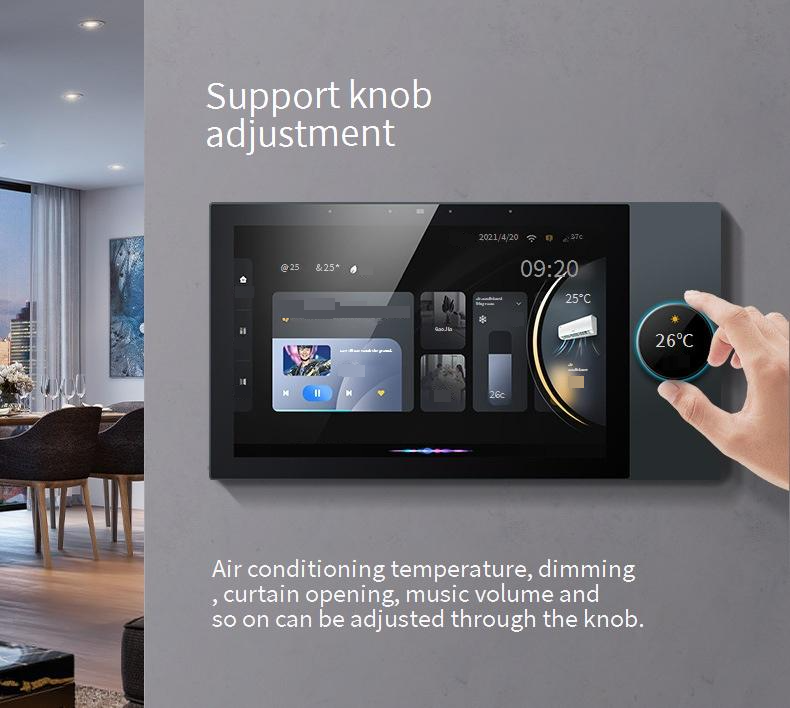 Tuya ZigBee Gateway 10 Inch Screen With Knob Intelligent Control Dimming Curtain Air Conditioning Sub Device_voghion.com