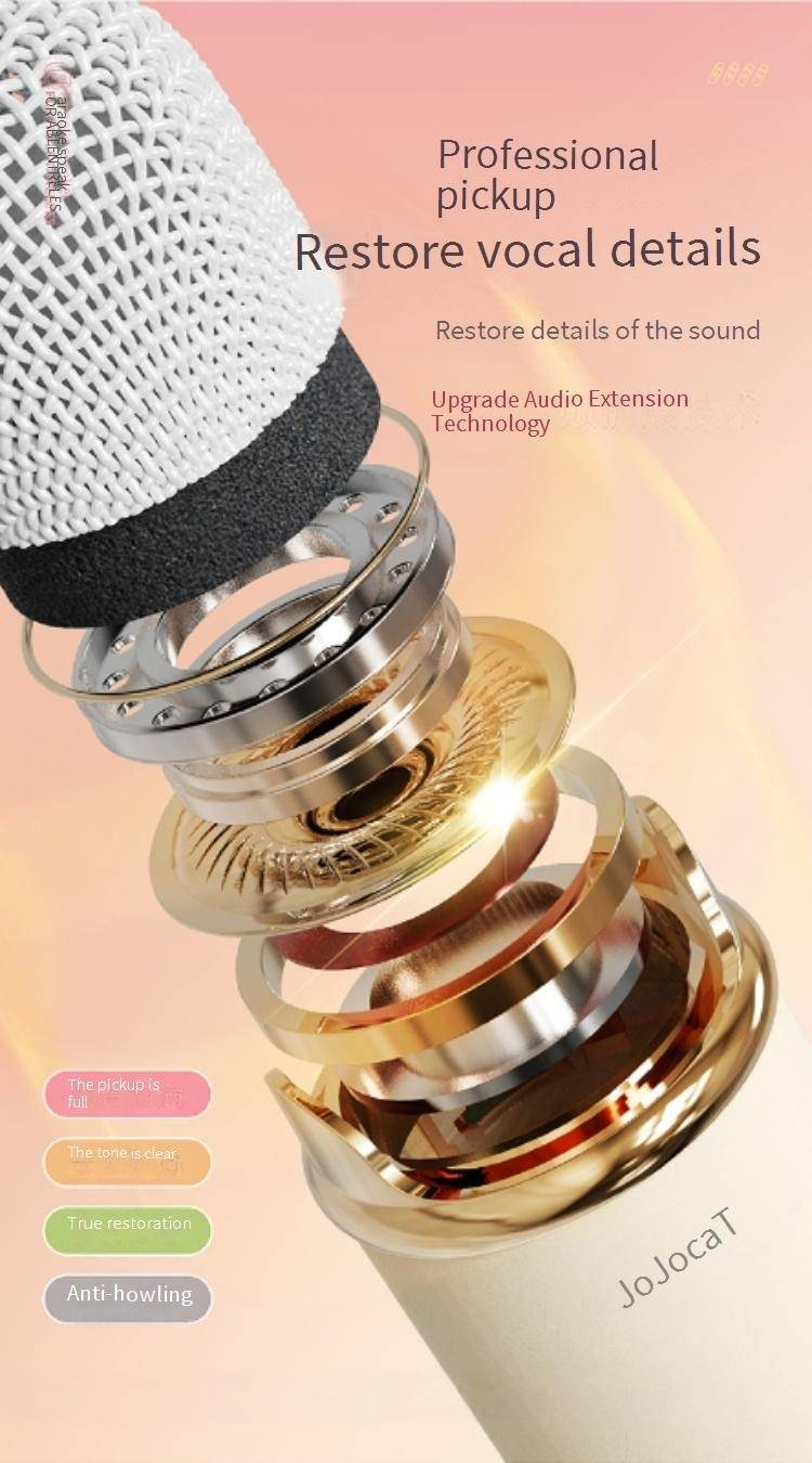Mini enceinte karaoké Bluetooth C20 – Microphone sans fil portable pour chanter à la maison et en extérieur_voghion.com