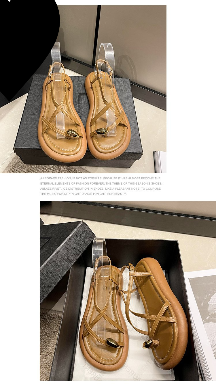 Retro Clip-toe Sandals Women's Summer Cross Strap Fairy Flat Beach Shoes_voghion.com