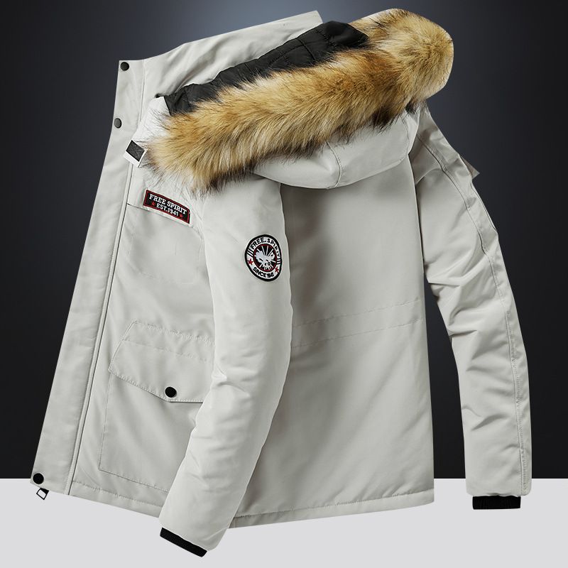 Premium Detachable Hood Winter Coat For Men & Women - Thickened Polyester Padded Jacket With Multiple Pockets, Zip-Front Travel Outerwear_voghion.com