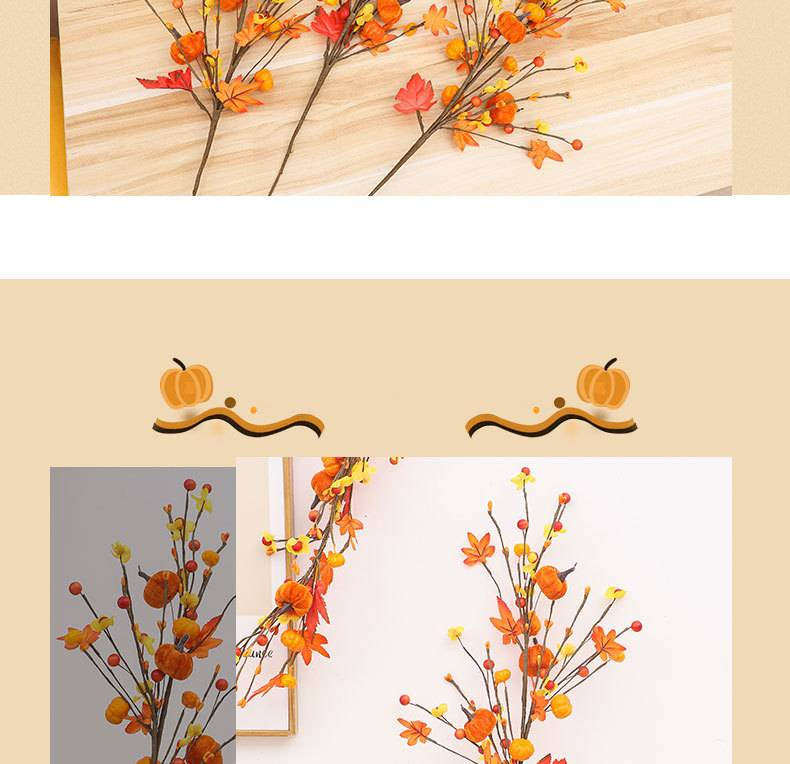 Halloween Decorations Autumn Maple Leaf Pumpkin Cuttings Bouquet Bunch Ghost Festival Home Party Decorations_voghion.com