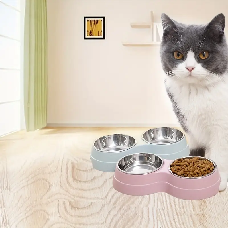 Doppelte Futternäpfe aus Edelstahl für Hunde und Katzen – rutschfester Boden – perfekt für Futter und Wasser – leicht zu reinigen_voghion.com
