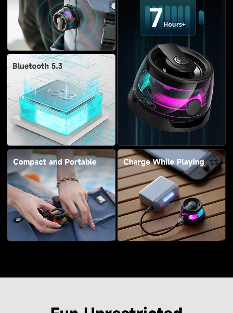 Edifier Hecate G200 Taşınabilir Mini Açık Hava Manyetik Hoparlör Bluetooth 5.3 Rgb Aydınlatma Telefon Tutucu 7 Saat Çalma Süresi_voghion.com