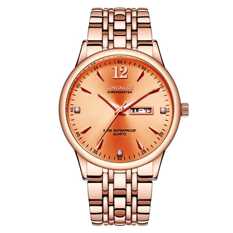 Simple Fasion Fres Casual Quartz Couple Watces Steel Band Dual Calendar Men's Luminous Waterproof Trendy Women's_voghion.com