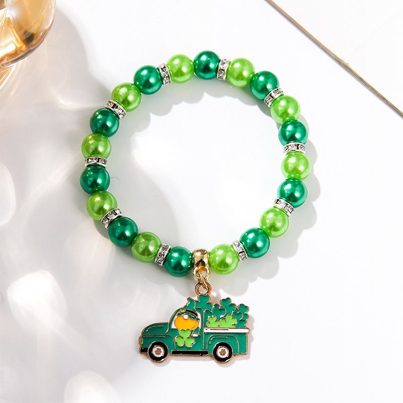 St. Patrick beaded bracelet niche pearl acrylic bracelet alloy pendant jewelry_voghion.com