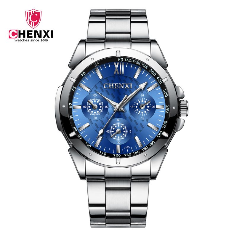 CHENXI Orologi da polso da uomo e da donna, con cinturino in acciaio, impermeabili al quarzo, con tre indicatori decorativi, di marca, per coppie_voghion.com