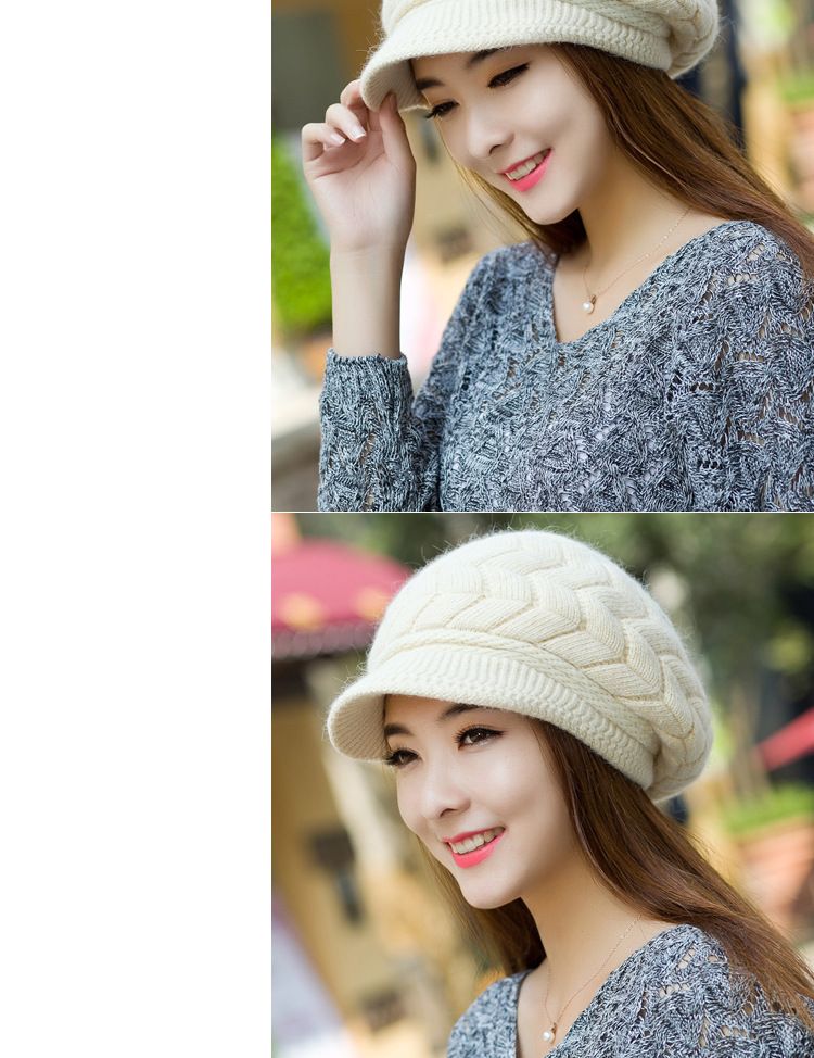 Women's Hats Middle Aged And Elderly Autumn And Winter Warm Knitted Wool Hat Plus Velvet Fashionable All Match Beret Hat Women Winter_voghion.com