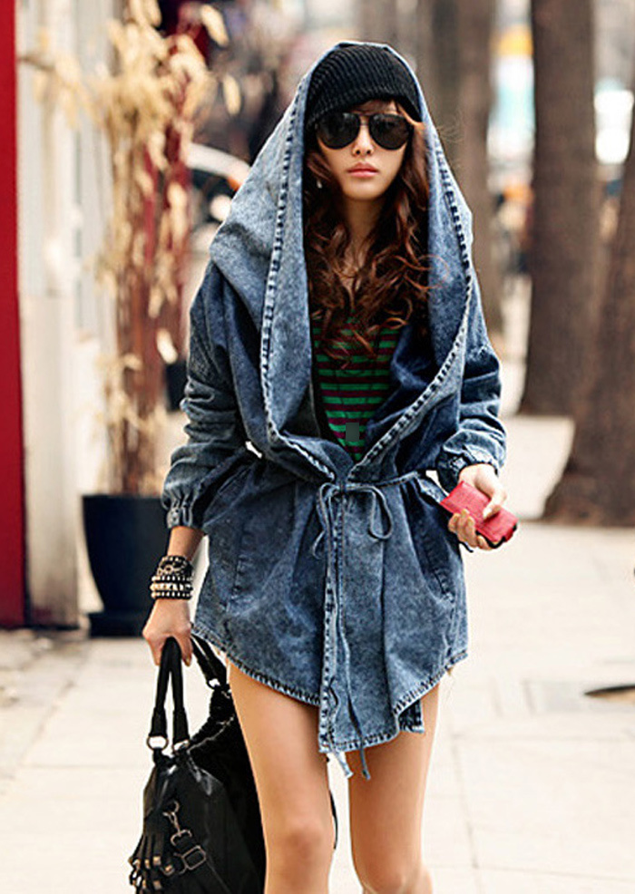 Τζιν μπουφάν για κορίτσια, oversized hoodie, κουκούλα, τζιν μπουφάν, σχέδιο μόδας, γυναικείο παλτό_voghion.com