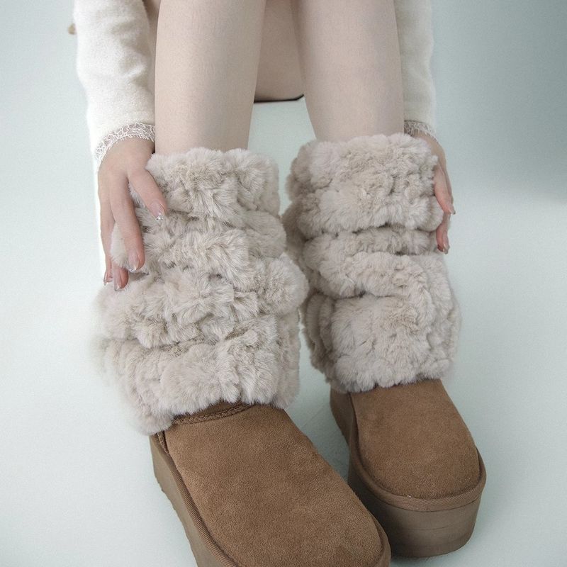 2025 Fall/Winter New Thickened Warm Fleece Leg Warmers For Snowy Conditions_voghion.com