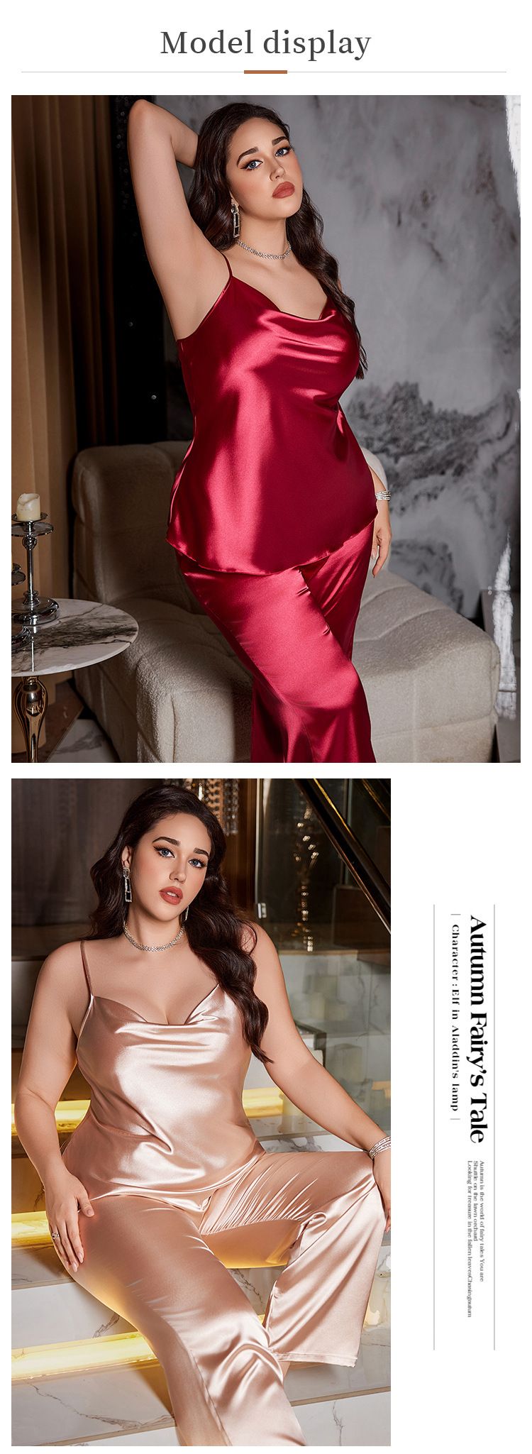 Neuer Pyjama-Set für Damen, einfarbig, sexy Trägerhose, lässiges kariertes Nachthemd, Hauskleidung_voghion.com