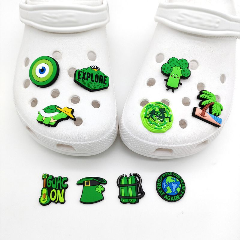 Cartone animato non viola VSCO Serie verde Scarpe Fiore Fibbia per scarpe Colla morbida Personalità Fai da te Accessori carini_voghion.com