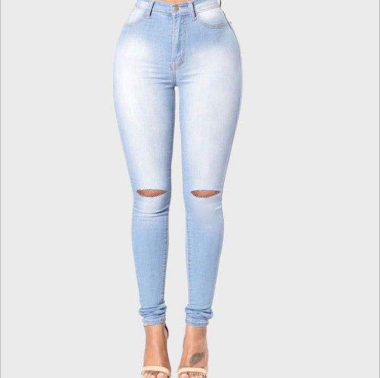 women's slim high stretch ripped jeans pencil pants_voghion.com