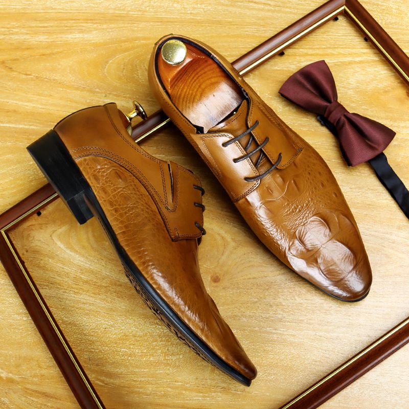Regal Footwear Herrenschuhe im europäischen Stil mit Krokodilmuster, Leder, große Größe_voghion.com