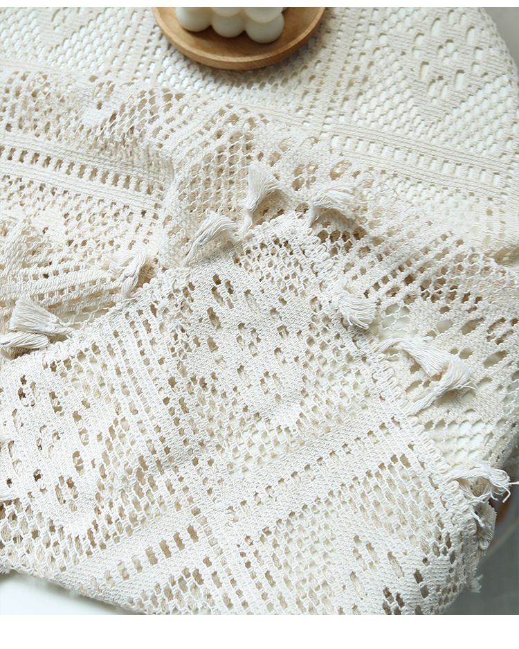 Vintage Crochet Tablecloth – Polyester Lace Rectangular & Round Table Cover For Dining/Coffee Table– Non-Slip Heat-Resistant Farmhouse Decor_voghion.com