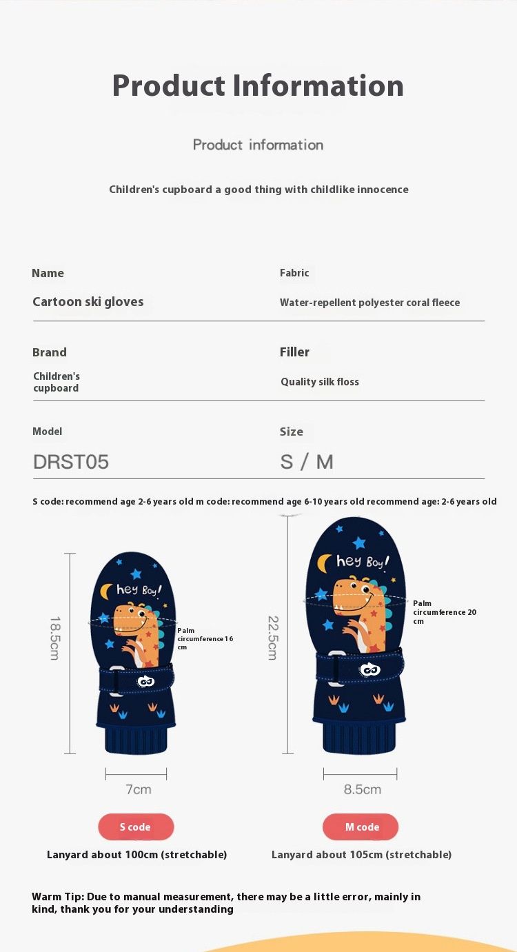 Luvas de esqui para crianças de inverno com lã antiderrapante e grossa adicionada para evitar frio e vento. Luvas quentes de inverno para crianças e bebês_voghion.com