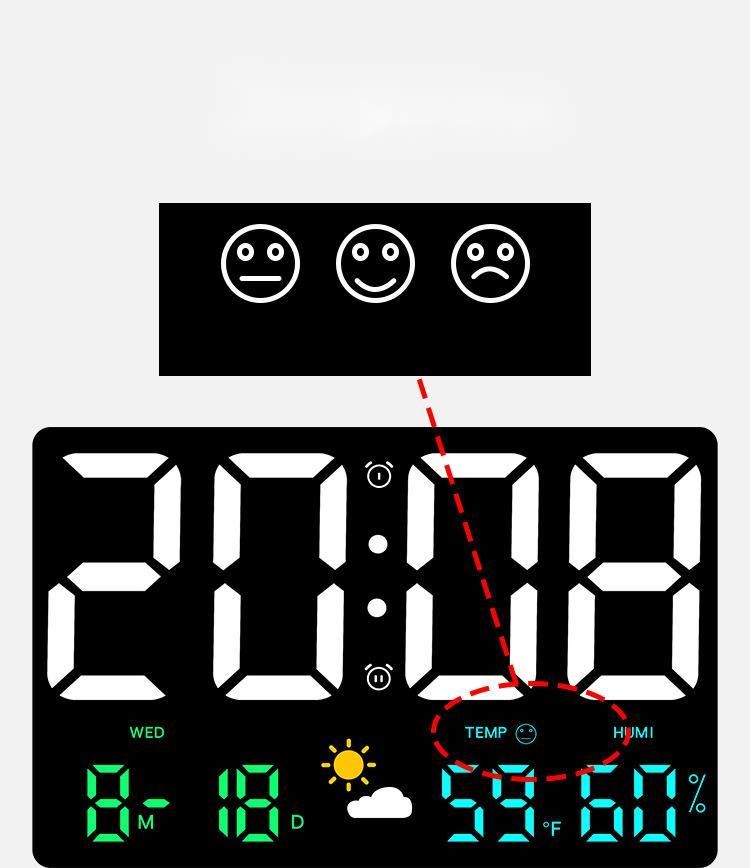 Sales Large Screen Wall Air Pressure Sensing Temperature And Humidity Multifunctional Colorful Weather Clock 8012_voghion.com
