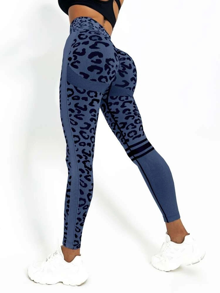 seamless high-waisted cheetah print tummy control yoga pants tight peach hip quick-drying training hip lifting fitness pants_voghion.com