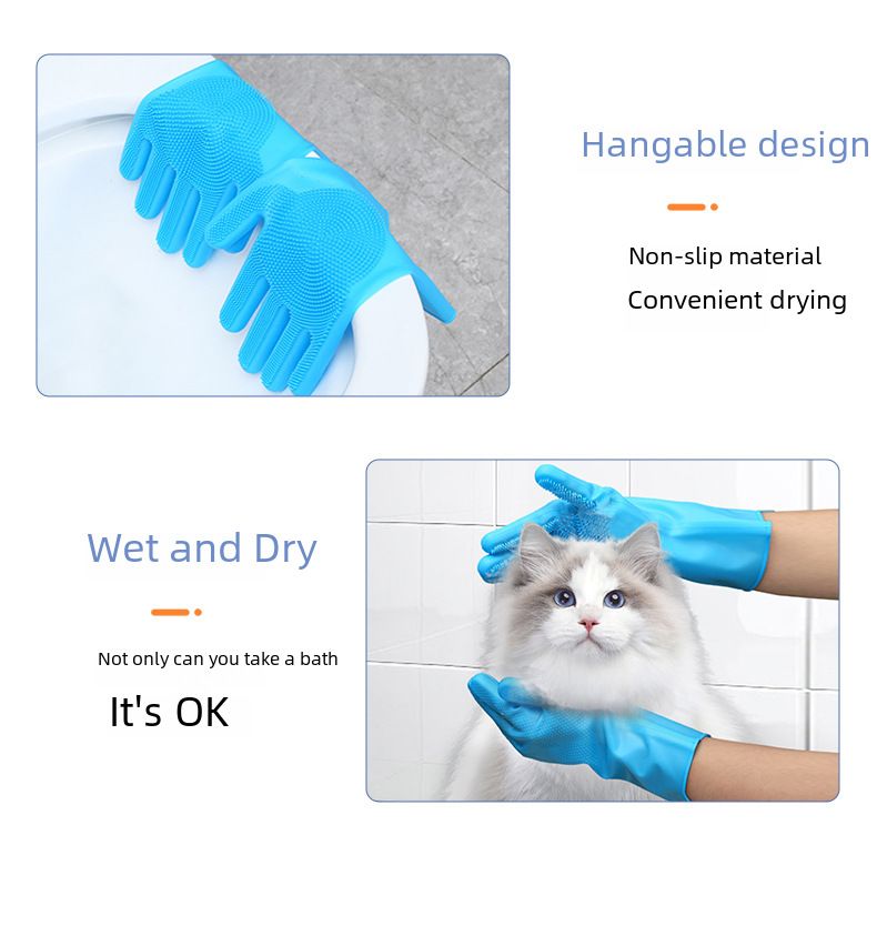 Haqi Pet Silicone Gloves Cat and Dog Anti-scratch Anti-bite Pet Bath Gloves Comfortable Massage SPA Gloves Brush_voghion.com