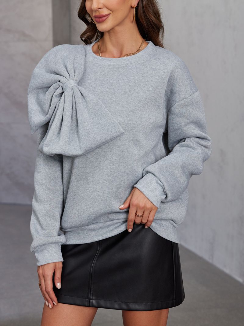 Women's With High-End Feel, European Style, Loose Fit, Slimming, Bowknot, Long Sleeve Sweatshirt For Spring And Autumn_voghion.com