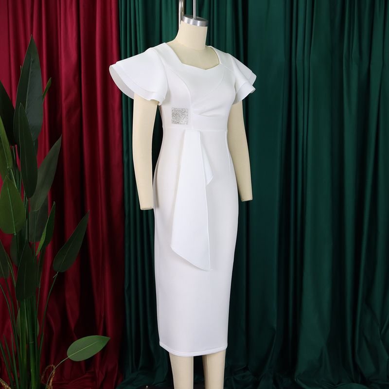 Women's Clothing fashion temperament elegant ruffled solid color hip wrapped _voghion.com
