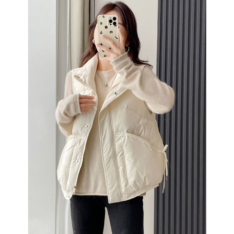 Gilet matelassé pour femme – Motif 3D et col montant zippé (Indispensable pour superposer les vêtements d'hiver légers)_voghion.com