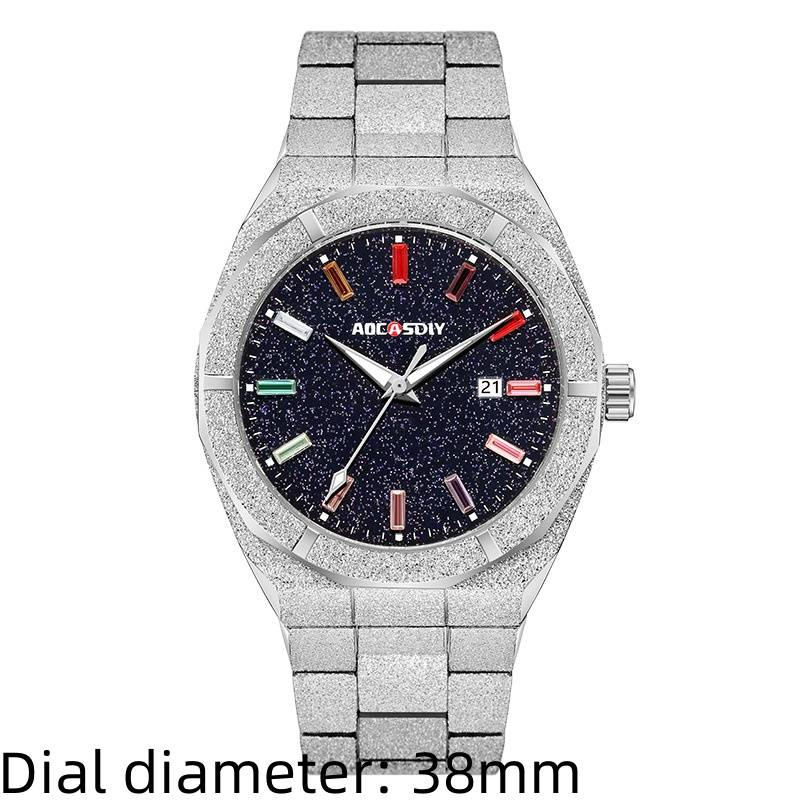 2024 New Full Diamond Luxury European And American Royal Oak Life Waterproof Business Leisure Quartz Movement Men's Watch_voghion.com