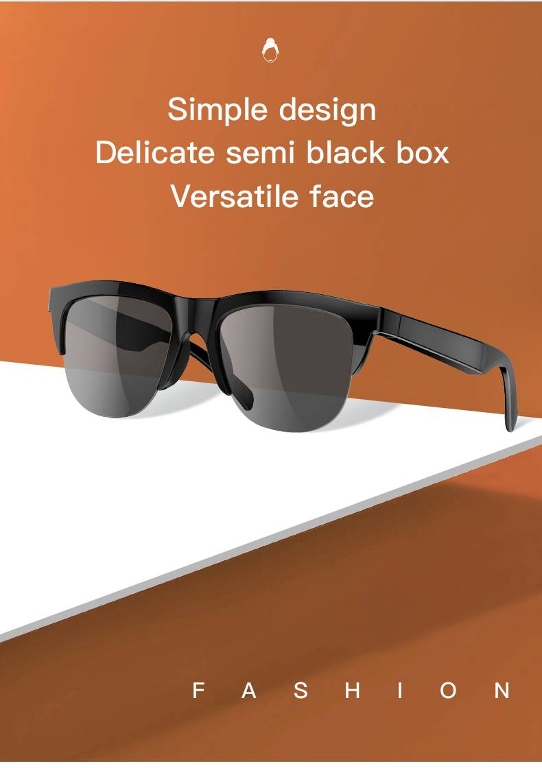 Óculos de sol Bluetooth sem fio inteligentes Fone de ouvido, controle de voz e microfone e alto-falantes Touch, óculos de sol UV para homens e mulheres_voghion.com