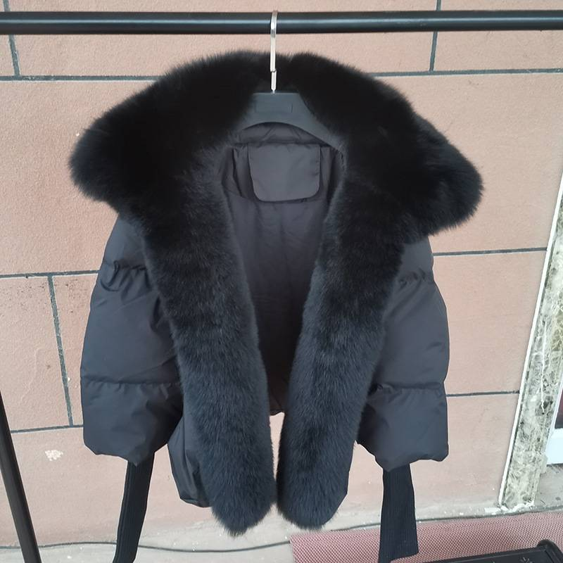 Abbigliamento da donna Giacca calda invernale da donna in vera pelliccia di procione con collo in vera pelliccia_voghion.com