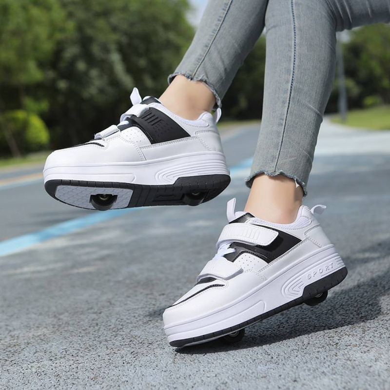 Lauflernschuhe für Jungen und Mädchen, Rollschuhe für Kinder, halbautomatische, unsichtbare, einziehbare Rollschuhschuhe mit Doppelrädern_voghion.com