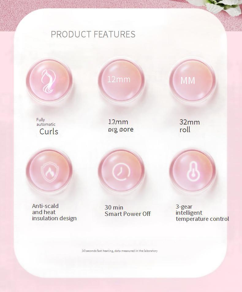 Haarkrultang, dubbele krultang, 32 mm, negatieve ionen, haarverzorging, volledig automatisch, zoemer, herinnering, slimme krultang, stijltang_voghion.com