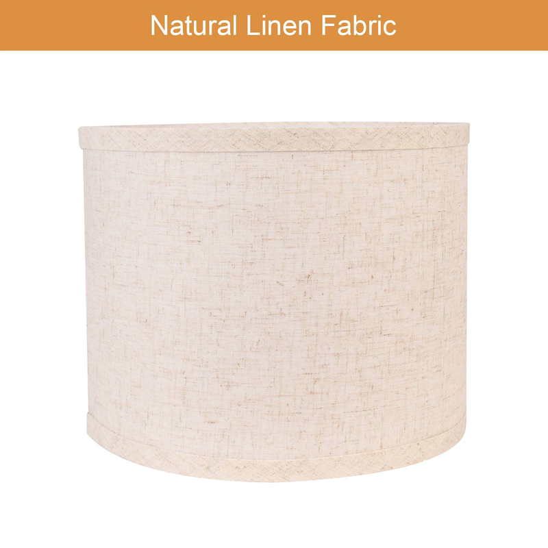 HonoDing Drum Lamp Shades Set Of 2, Beige Linen Lampshade Replacement 11" Top X 11" Bottom X 8.85" High, Easy To Aassemble_voghion.com