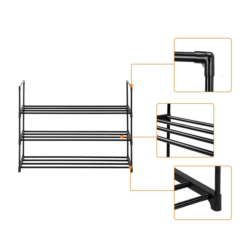 Schuhregal mit 13 Rohren und 4 Ebenen – Platzsparendes, stapelbares Design, für 15 Paar (90 x 30 x 65 cm, Schwarz) – Ideal für Eingangsbereich, Kleiderschrank und Wohnheim_voghion.com