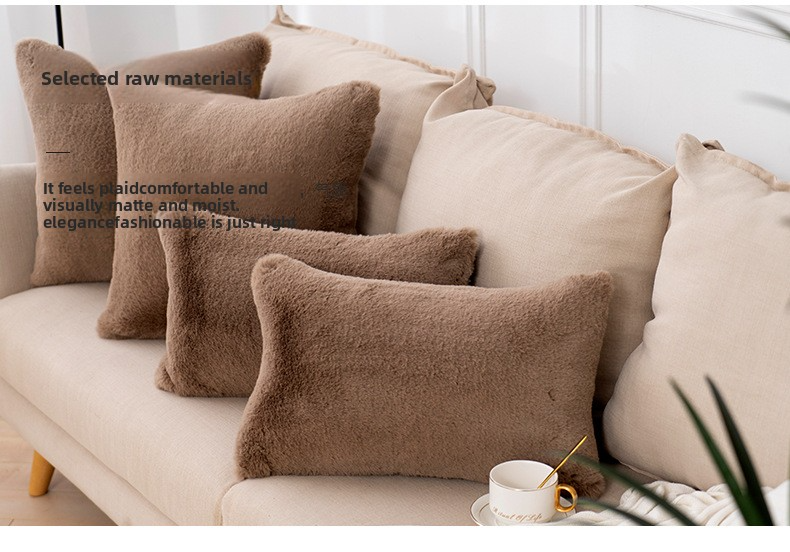 Kaninchenfellkissen – Ultraweicher dekorativer Kissenbezug mit Einsatz, modernes minimalistisches Design für Sofa und Bett (30 x 50 cm / 45 x 45 cm, 9 Farben)_voghion.com