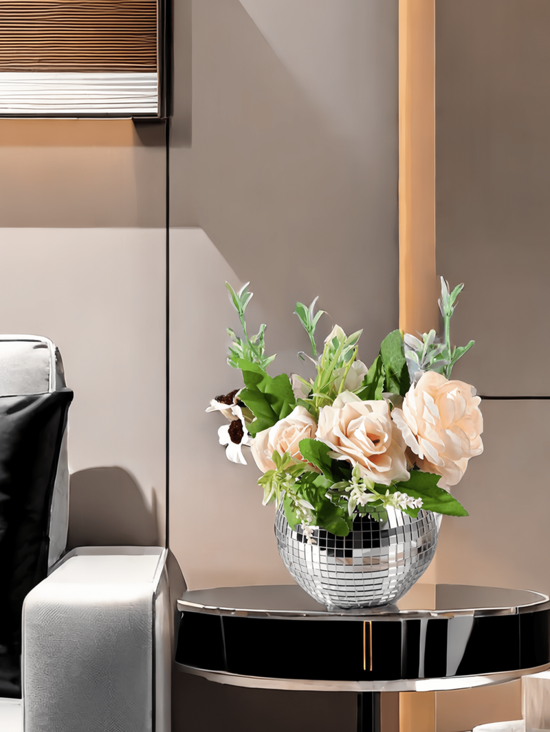 Mosaic Mirror Ball Vase Decorative Home Accessory, Elegant Design For Balcony & Kitchen, Unique Fashionable Decoration_voghion.com