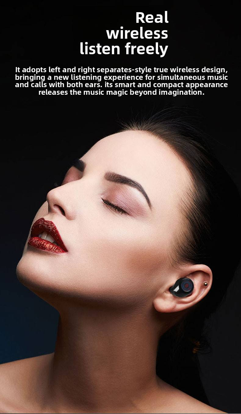 One True Wirelsess Earphone With Light Weight Comfortable Patch, Three-dimensional Sound Touch Operation For Sport_voghion.com